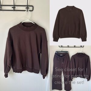 Women’s Abercrombie & Fitch Sunday Mockneck Crew Sweatshirt, M, Dark Coffee